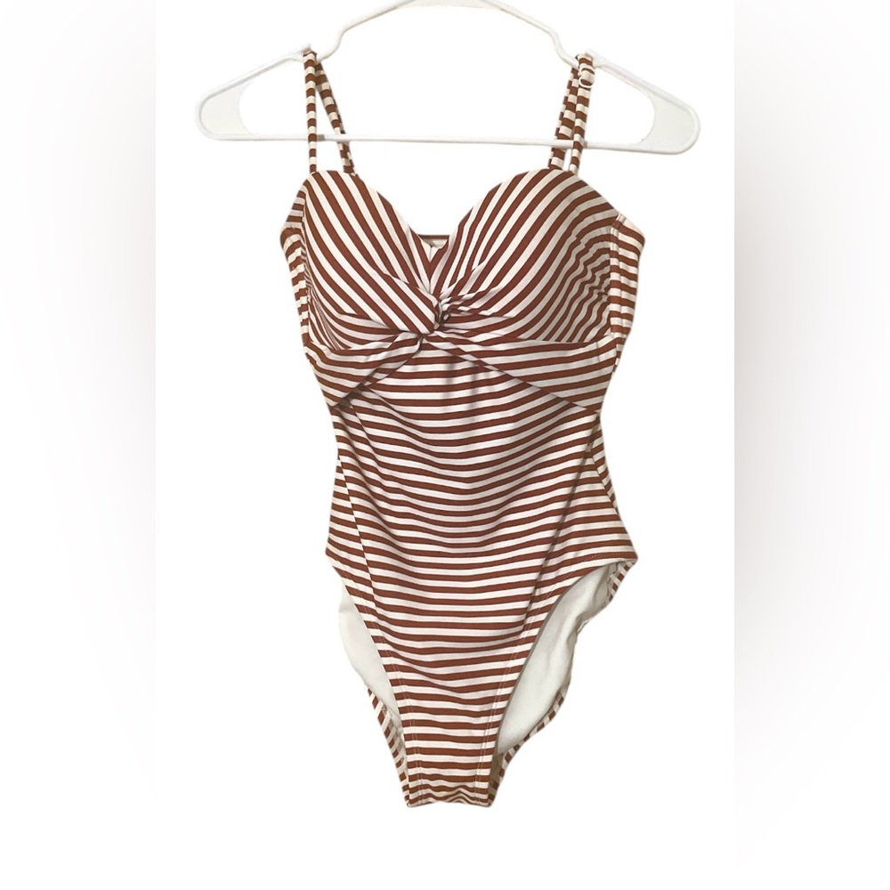 Striped Brown and White Swimsuit